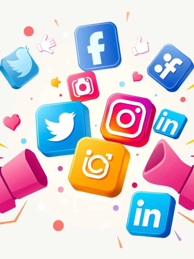 A vibrant image of various social media posts across different platforms (Facebook, Instagram, Twitter), each tailored to a specific audience and campaign, used to represent the social media content creation services of D.I.B Logistics LLC.